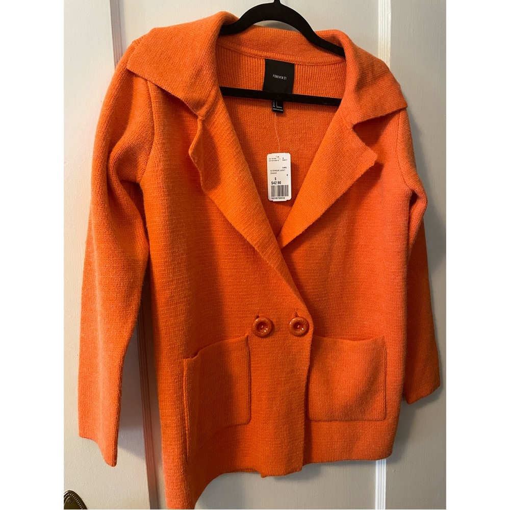 Forever 21 Orange Sweater Coat 🔸 Cardigan 🔸NWT